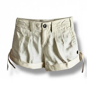 Element Cream Linen Blend Y2K Pleated Cuff Shorts Size 7